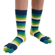 TOETOE Essential Striped Mid Calf Socks - Pond Green