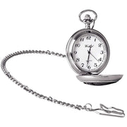 Woodford Hurricane Chrome Plated Full Hunter Quartz Pocket Watch - Silver
